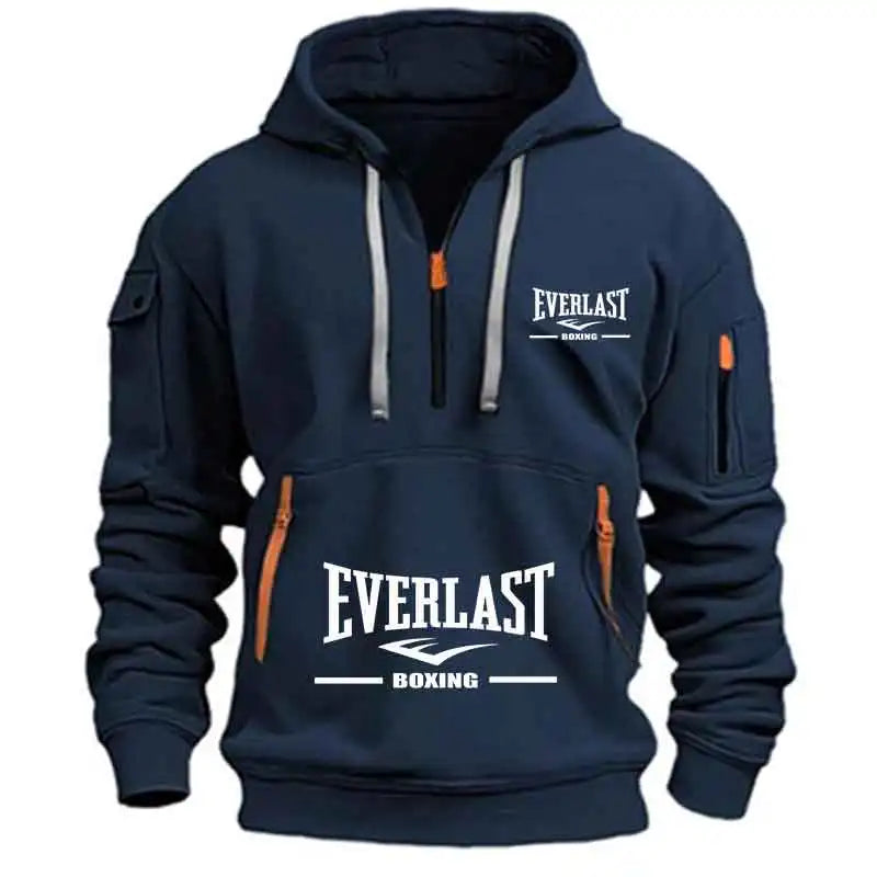 Hoodie Half-Zip Multi-Bolsos Print | Sport Fitness Warm Casual Fashion