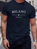 T-Shirt MILANO 100% Algodão – Print de Letras, Corte Largo e Confortável