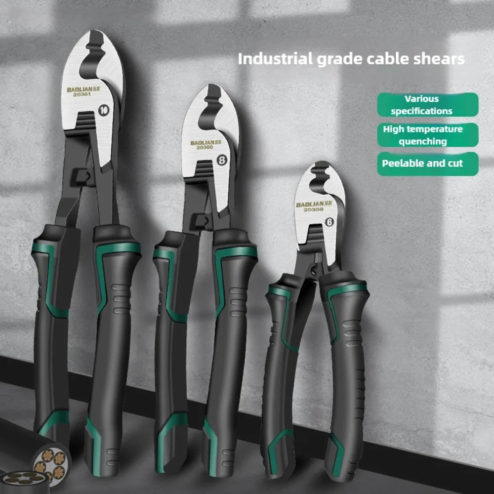 Alicate de corte e cravação para cabos e fios, ferramenta profissional para eletricistas, decapador de fios de 6/8/10 polegadas.