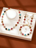 Conjunto de Joias 4 Peças com Diamantes – Brincos, Colar e Pulseira para Festas