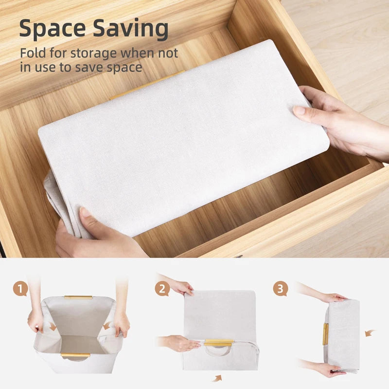 Cesto de roupa suja grande com pega, dobrável, impermeável, cesto de arrumação independente para roupa.