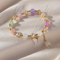 Pulseira Elástica Contas Borboleta Roxa | Multicolor Facetada Presente