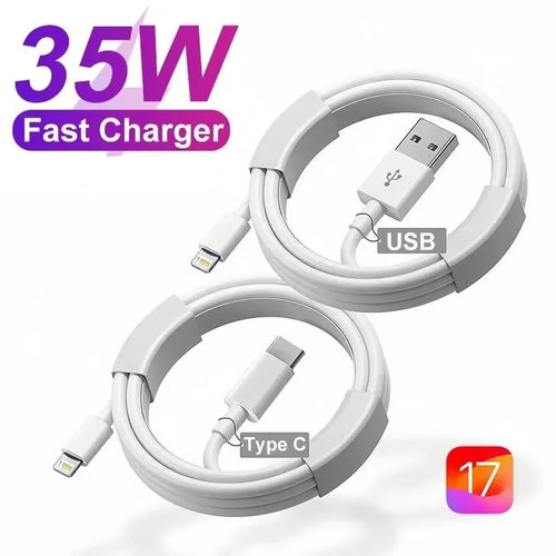 Carregador Rápido PD 35W USB-C | iPhone 15 14 13 12 11 Cabo Incluído