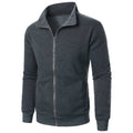 Blusão Casual Zipper Gola Alta Cor Sólida | Sport Tops Masculino