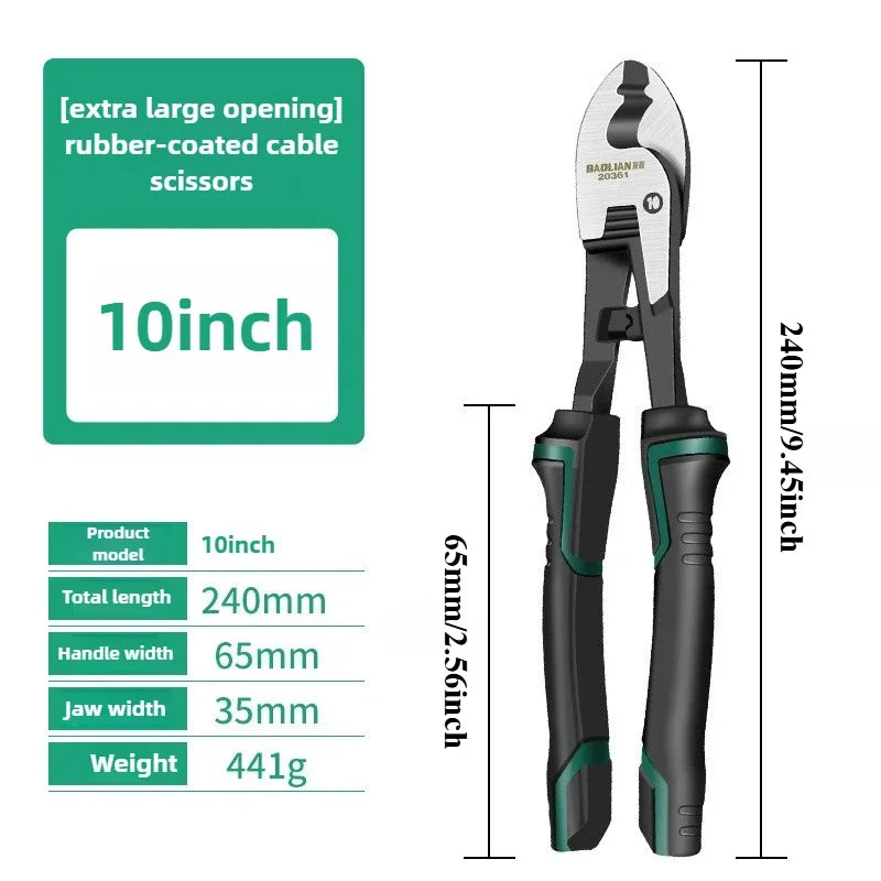 Alicate de corte e cravação para cabos e fios, ferramenta profissional para eletricistas, decapador de fios de 6/8/10 polegadas.