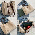 Tote Bombazine Grande Capacidade | Plush Shoulder Versátil Commuter Travel