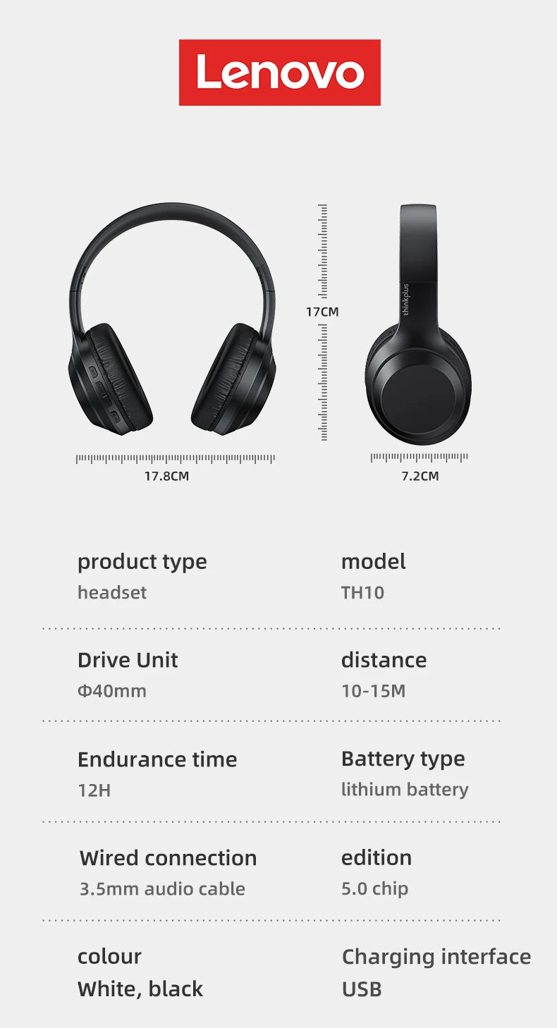 Auriculares Lenovo ThinkPlus TH10 TWS | Som HD Baixa Latência Microfone