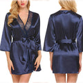Robe Cetim Seda Imitação Sexy V-Neck | Roupão Verão Oversized