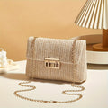 Mala Palha Tecida à Mão com Fecho | Crossbody Cor Sólida Verão Fashion
