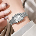 Relógio Feminino Retângular de Luxo | Bracelete Aço Quartzo Fashion