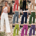 Calças Wide Leg de Praia com Cordão | Estilo Europeu Casual