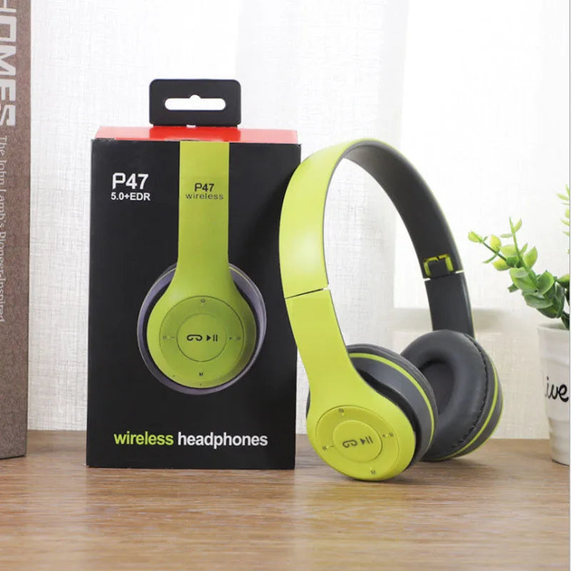 Headphones P47 Bluetooth 5.0 Dobráveis | HiFi Bass Gaming Crianças Mic