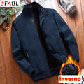Casaco Espesso Luxo Inverno Business | Cor Sólida Casual Office Quente