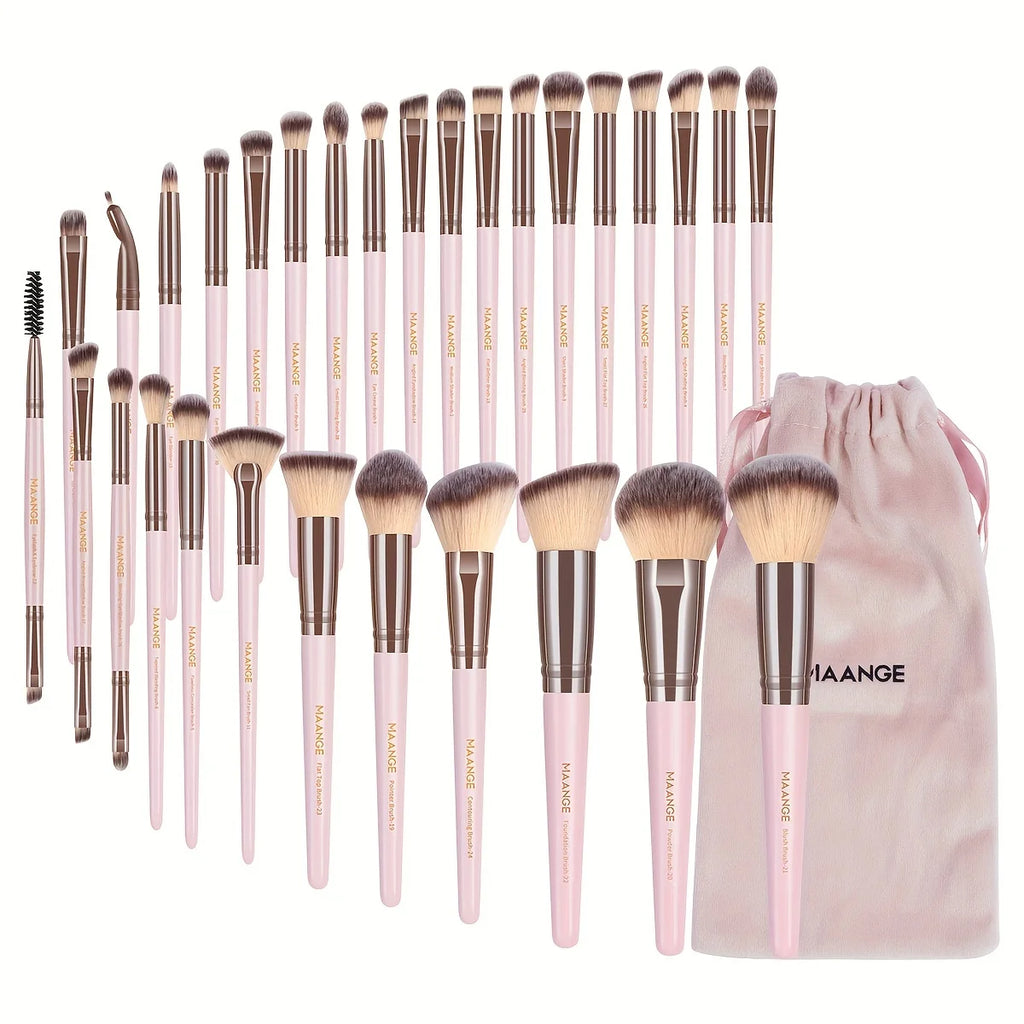 Kit Profissional 30 Pincéis Maange com Estojo | Base Sombras Blush