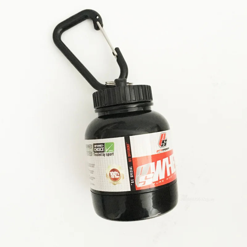 Porta-chaves de proteína desporto whey protein portátil proteína em pó recipiente organizador pílula desporto nutrição água garrafa