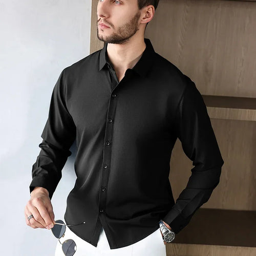 Camisa Casual Business Manga Longa Anti-Rugas | Todas as Estações