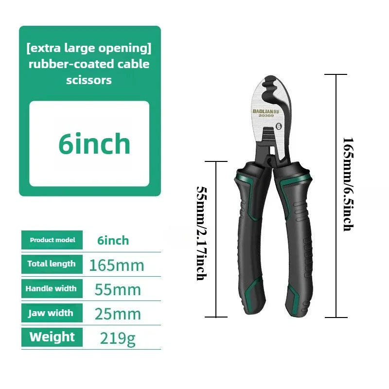 Alicate de corte e cravação para cabos e fios, ferramenta profissional para eletricistas, decapador de fios de 6/8/10 polegadas.