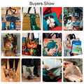 Tote Bag Canvas Gatos Florais | Aesthetic Escola Compras Leve