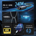 Cabo Thunderbolt 4 USB4 40Gbps 240W | eGPU SSD iPad MacBook UGOURD