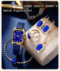 Relógio Senhora Quadrado de Luxo | Quartzo Clássico Bracelete Pele Azul
