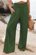 Calças Wide Leg de Praia com Cordão | Estilo Europeu Casual
