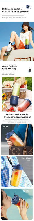 Liquidificador USB Portátil 400ml 6 Cores | Smoothie Milkshake Viagem