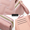 Carteira Tri-Fold PU Bordado Love Coreano | Multi-Bolsos Minimalista 2024