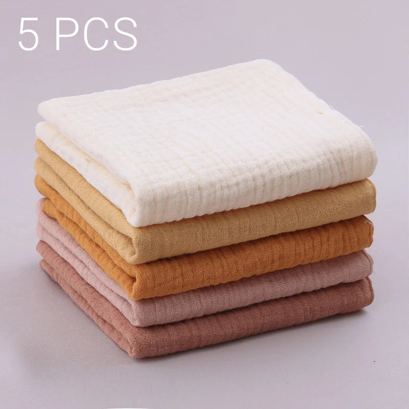 Conjunto de 5 Toalhinhas de Rosto para Bebé em Algodão – Suaves e Absorventes