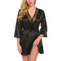 Robe Cetim Seda Imitação Sexy V-Neck | Roupão Verão Oversized