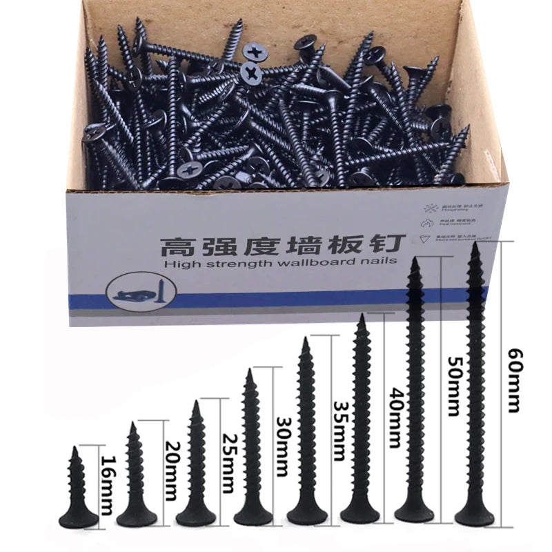 Caixa de Parafusos Auto-Atarraxantes M3.5 para Madeira – 0,5kg Aço Carbono Preto