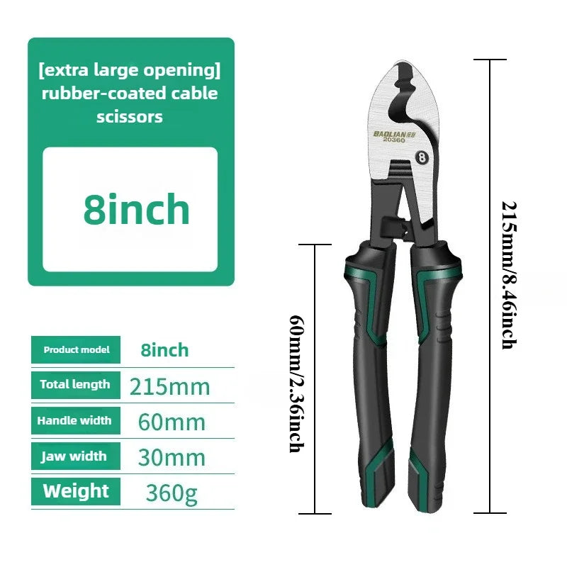 Alicate de corte e cravação para cabos e fios, ferramenta profissional para eletricistas, decapador de fios de 6/8/10 polegadas.
