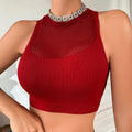 Crop Top Fishnet Ombros de Fora | Stretch Chic e Desportivo