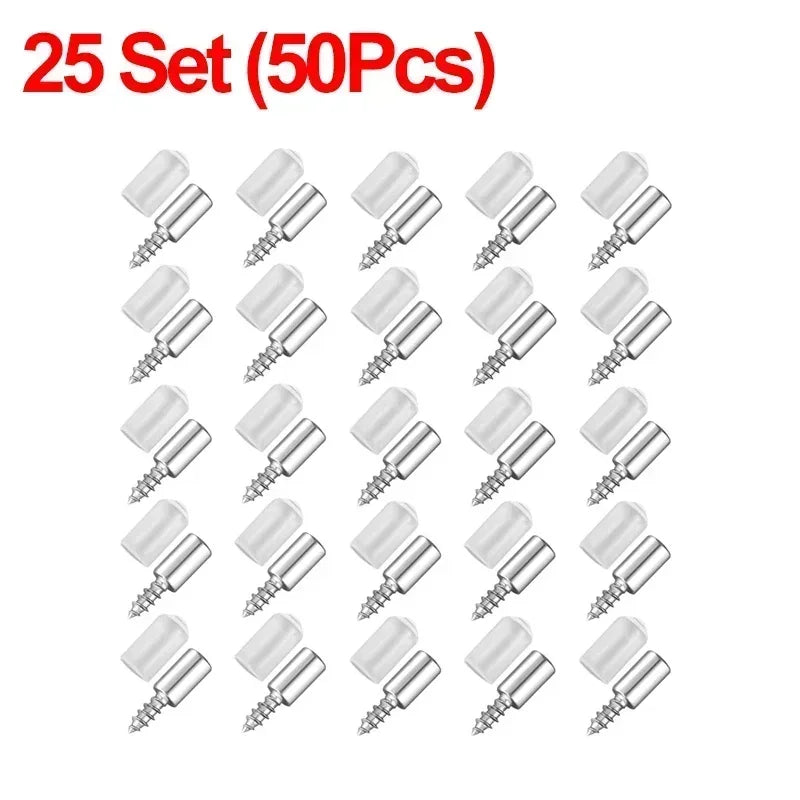 100/10 peças de suporte de prateleira com parafuso auto-atarraxante, suportes de septo para guarda-roupa, pinos de suporte de prateleira com parafuso fixo e manga antiderrapante.