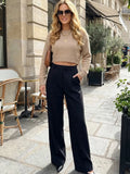 Calças Vintage Cintura Alta com Fecho Frontal | Estilo Chic Elegante