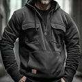 Hoodie Outdoor Espesso Multi-Bolsos Loose | Sport Casual Manga Longa