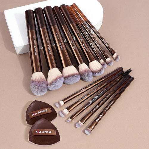 Kit 13 Pincéis Premium Maange + 2 Esponjas Air Cushion | Completo