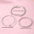 Set 3 Pulseiras Vintage Cristal Coração | Geométrico Ajustável Infinito