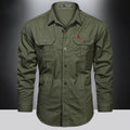 Camisa Cargo Algodão Multi-Bolsos Militar | Overshirt Outdoor Casual