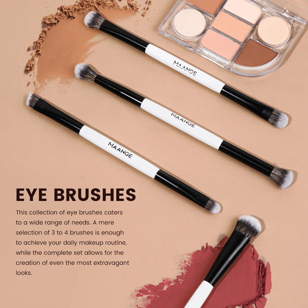 Kit 7 Pincéis Duplos Premium Maange | Base Sombra Blush Contorno