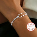 Pulseira Prata S925 Geométrica Minimalista | Presente Aniversário Natal