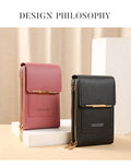 Mala Touch Screen Couro Macio | Crossbody Smartphone Luxo Mensageiro