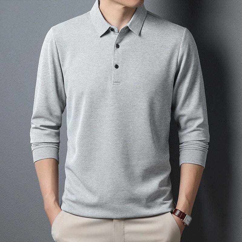 Polo Business Casual Manga Longa | Verão Confortável Top Elegante
