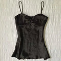 Camisole Vintage Pintas Halter Y2K | Franzido Crop Verão Francês