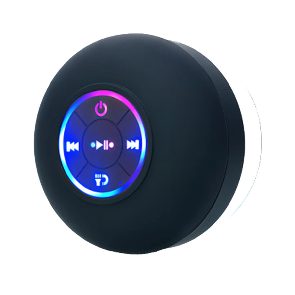 Coluna Bluetooth IPX4 com Luz LED | Ventosa Casa de Banho Exterior