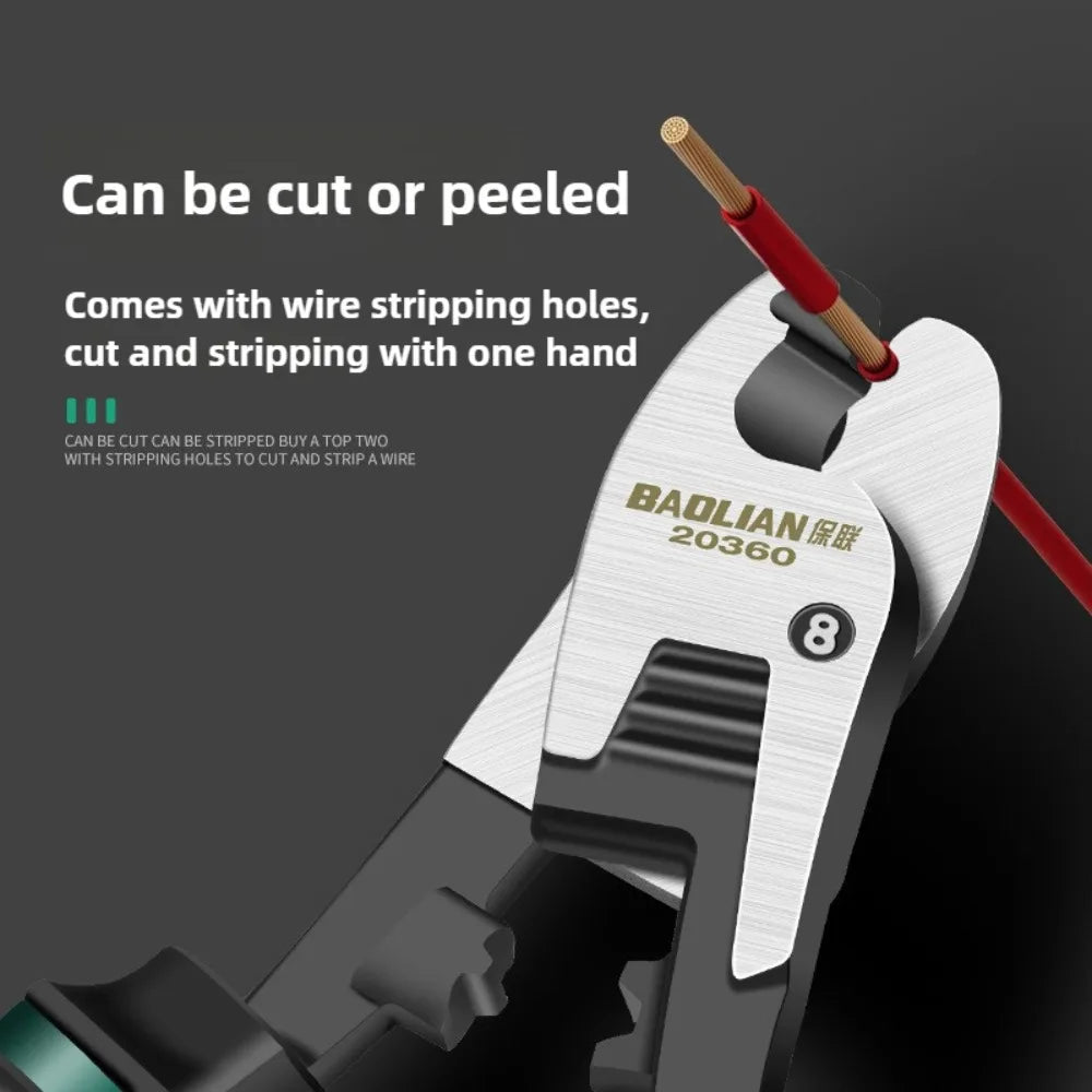 Alicate de corte e cravação para cabos e fios, ferramenta profissional para eletricistas, decapador de fios de 6/8/10 polegadas.