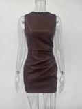 Vestido Maxi Couro Plissado Cintura Alta | Justo Sexy Festa