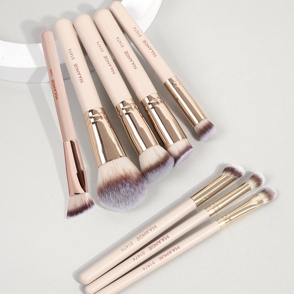 Kit 8 Pincéis Maange Portátil de Viagem | Pó Blush Base Contorno