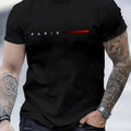 T-Shirt 100% Algodão PARIS Print | Slim Fit Round Neck Verão Casual
