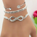 Set 3 Pulseiras Vintage Cristal Coração | Geométrico Ajustável Infinito