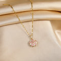 Colar Sakura Rosa Coreano | Pendente Flor Cerejeira Corrente Clavícula